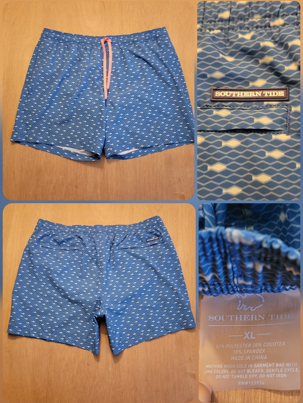 Southern Tide Men's Swim Shorts Fish Printed All Over Size XL Men's Lined Mesh